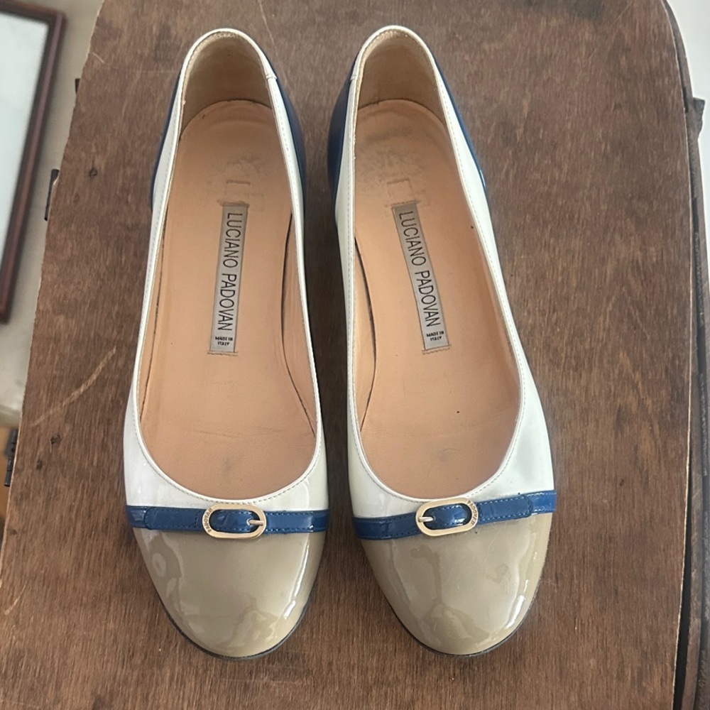 Luciano Padovan Cream and Blue Loafers